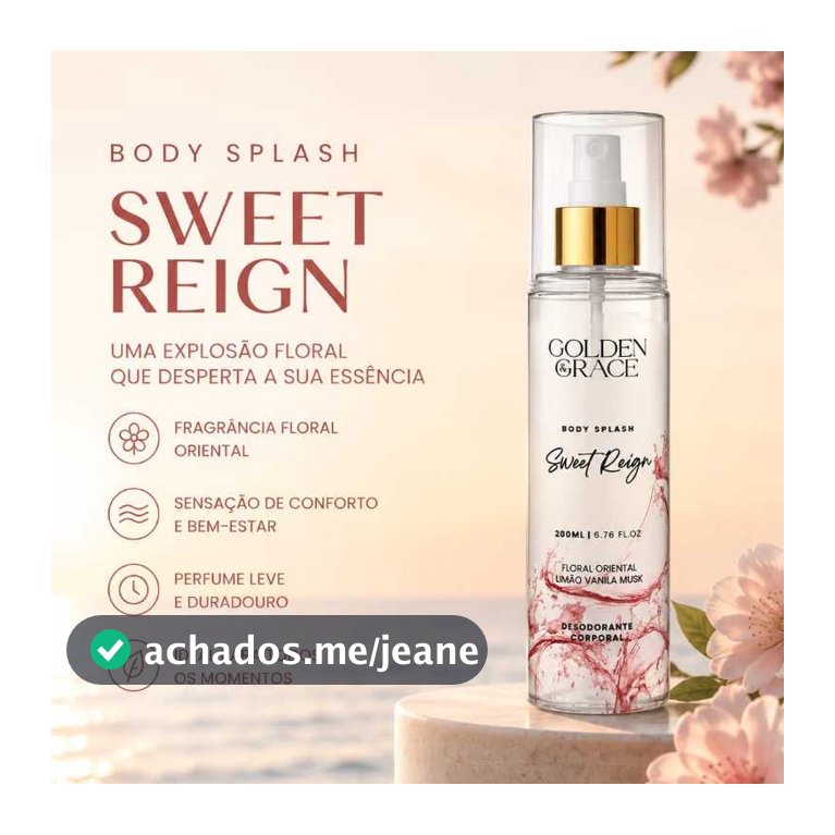 Body Splash Sweet Reign – Golden & Grace - Body Splash Feminino - 200ML
