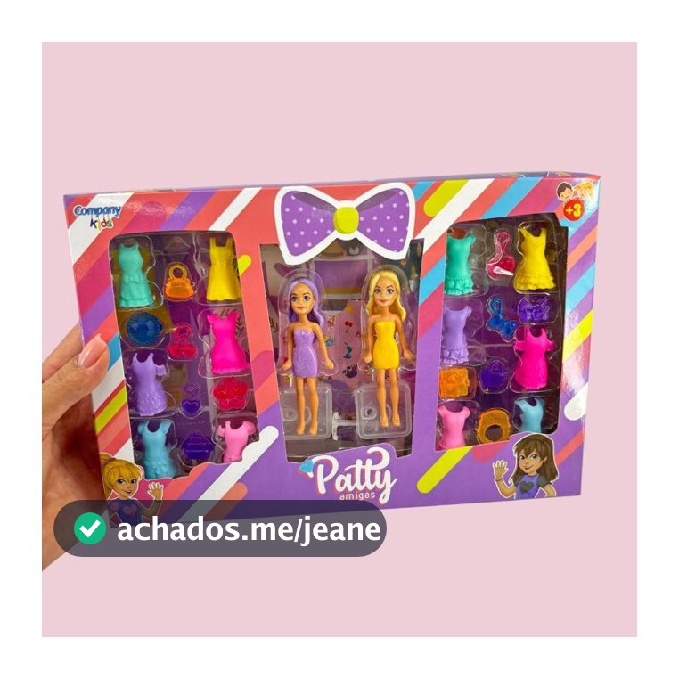 Kit 2 Bonecas Infantil Polly Patty com Roupas e Acessórios