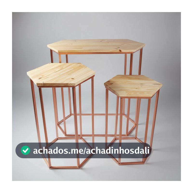 Kit 3 Mesas Sextavadas Madeira Pinus – Mesa para Festa, Decoração, Aniversário, Eventos, Buffet e Comemorações