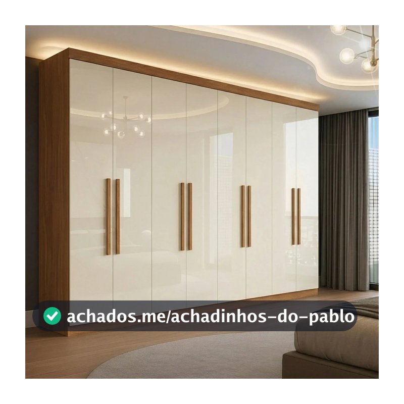 Guarda Roupa Casal 8 Portas 4 Gavetas Paris Espresso Móveis Off White/Cinamomo Cinamomo/Off White