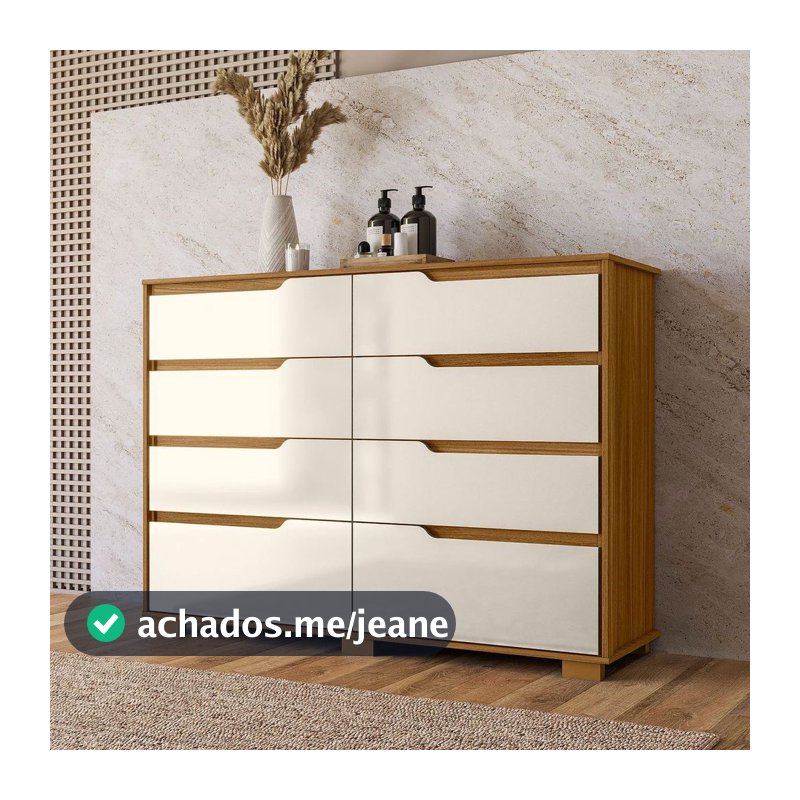 Cômoda Gaveteiro Georgia Para Quarto Casal 8 Gavetas Grande Com Pés
