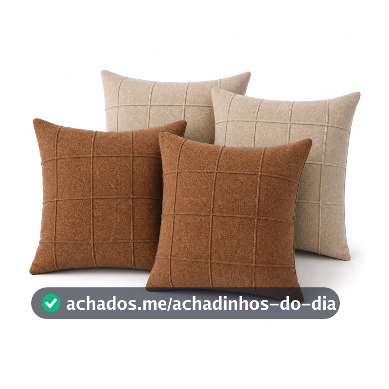 Kit 4 Capas de Almofada Linho 40x40 Rústico Toque Macio Zíper Sofá Sala Quarto Casa