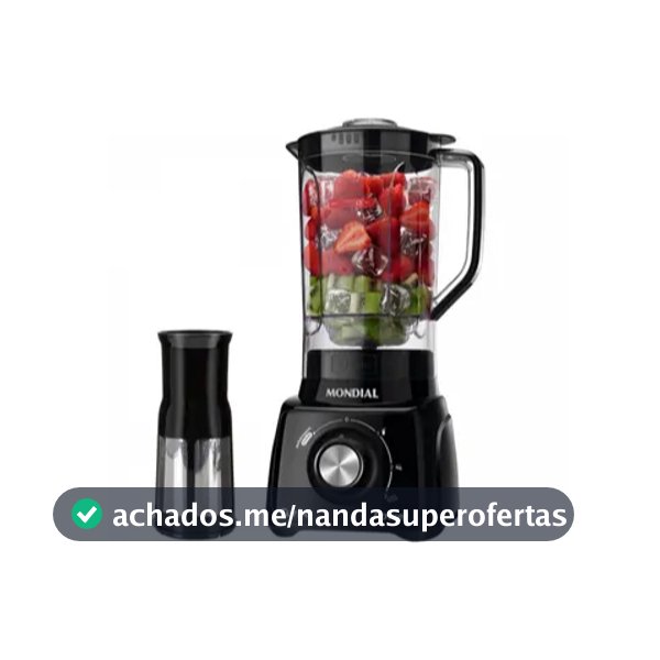 Liquidificador Turbo Preto Mondial 110V/550W, 3 Velocidades, Potente, Moderno, Resistente