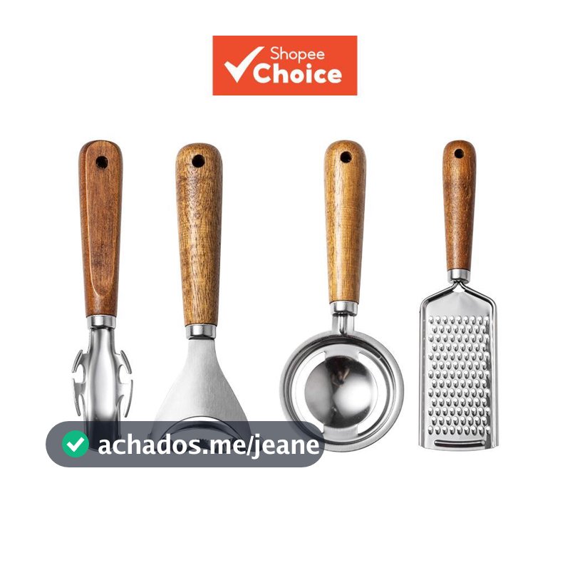 Ferramenta De Cozinha Multifuncional , Utensílio De Madeira 4 Peças Para Cozinhar E Servir Em Casa
