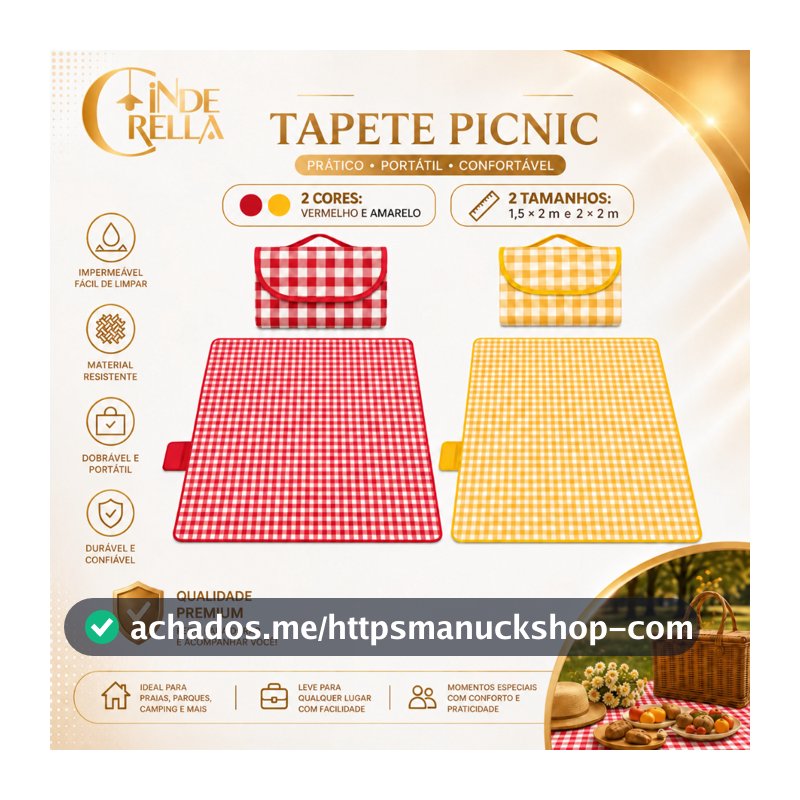 Tapete para Piquenique Impermeável 2x2m Dobrável Praia Camping