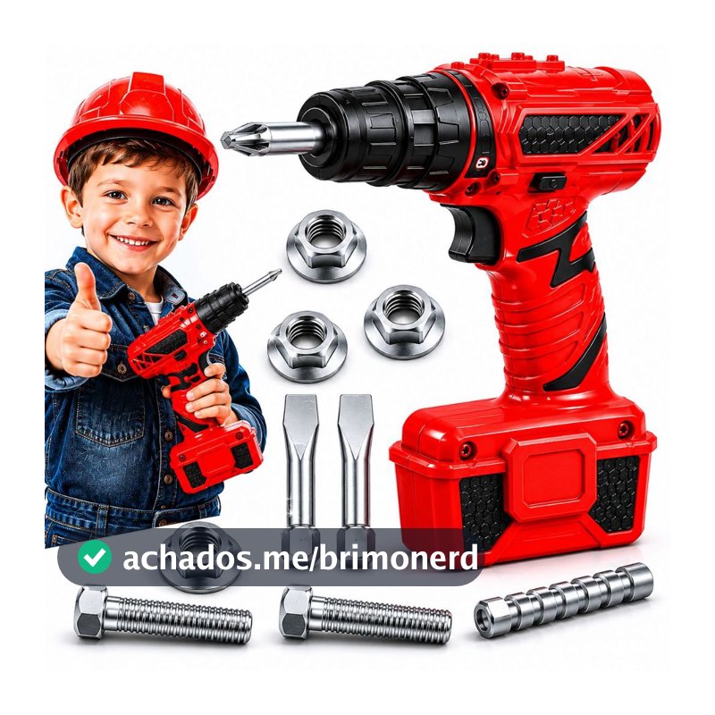 Ferramenta Infantil Parafusadeira Brinquedo Pilha Gira de Verdade