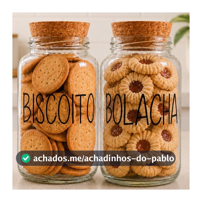 2 Potes de Vidro Biscoito + Bolacha 830 ml | Pote Hermético com adesivo Opcional | Cantinho do Café
