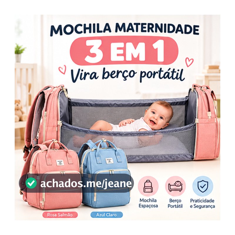 Mochila Maternidade Multifuncional Vira Berço Portátil Trocador Bolsa Bebê Térmica Impermeável Grande