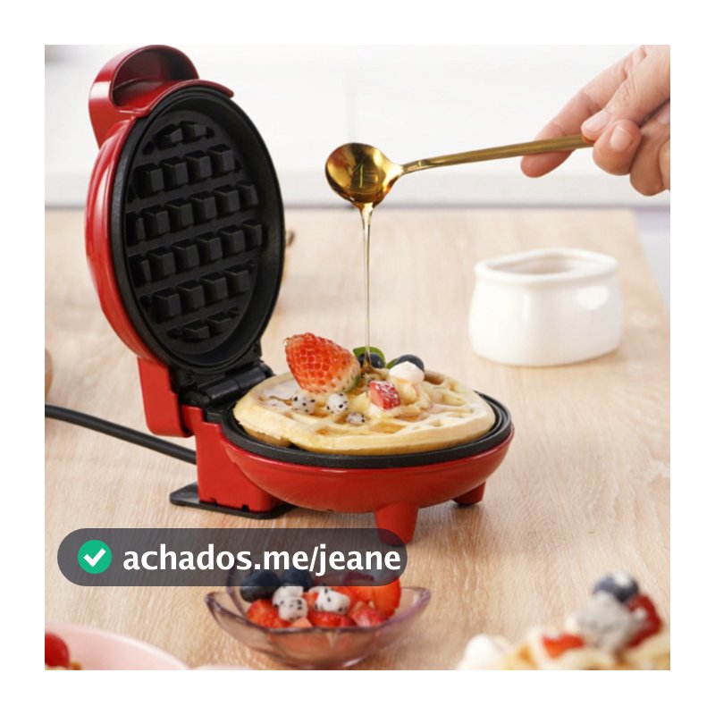 MINI MAQUINA WAFFLE ELETRICA PARA CAFE DA MANHA EAT GOOD 110V COR VERMELHA APENAS