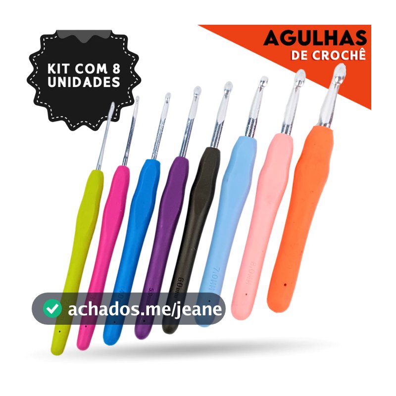 Kit Agulha Barbante Para Crochê Profissional C/8 Peças