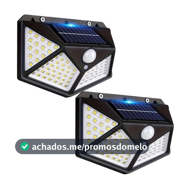 Luminária Solar 100 LED com Sensor Prova d'água para Jardim