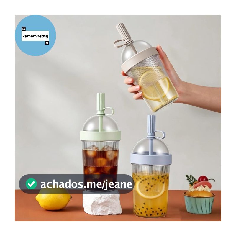 Copo Duplo Para Bebidas Frias KAM , 1 Peça , De Plástico Sem BPA Com Tampa De Canudo Uso Diário Em Família Doméstica BR