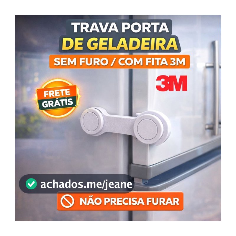 Trava Porta Geladeira Armário Gaveta Segurança Bebê Sem Furo com Fita dupla face