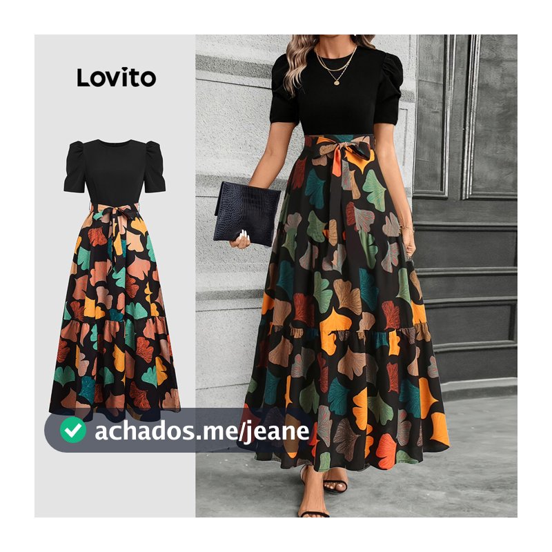 Lovito Vestido Casual Estrutura Linha Primavera/verão para Mulheres LK4LD286