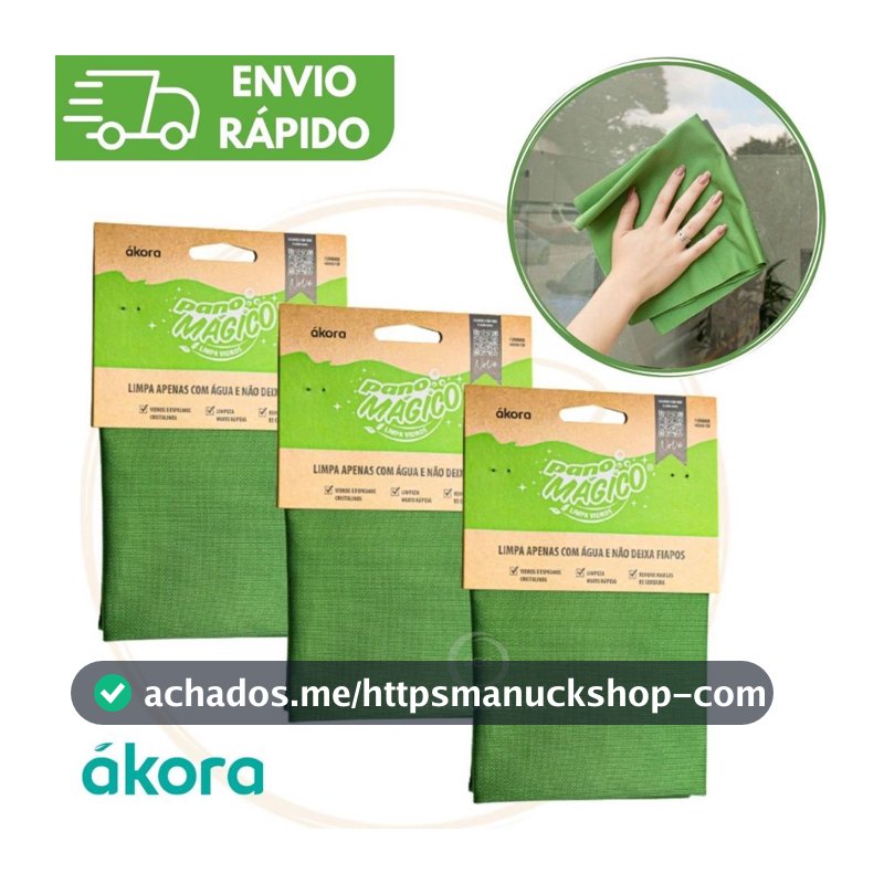 KIT 1 2 3 4 Limpa Vidro Pano Mágico Ákora Poliéster e Poliamida Microfibra Limpeza Original