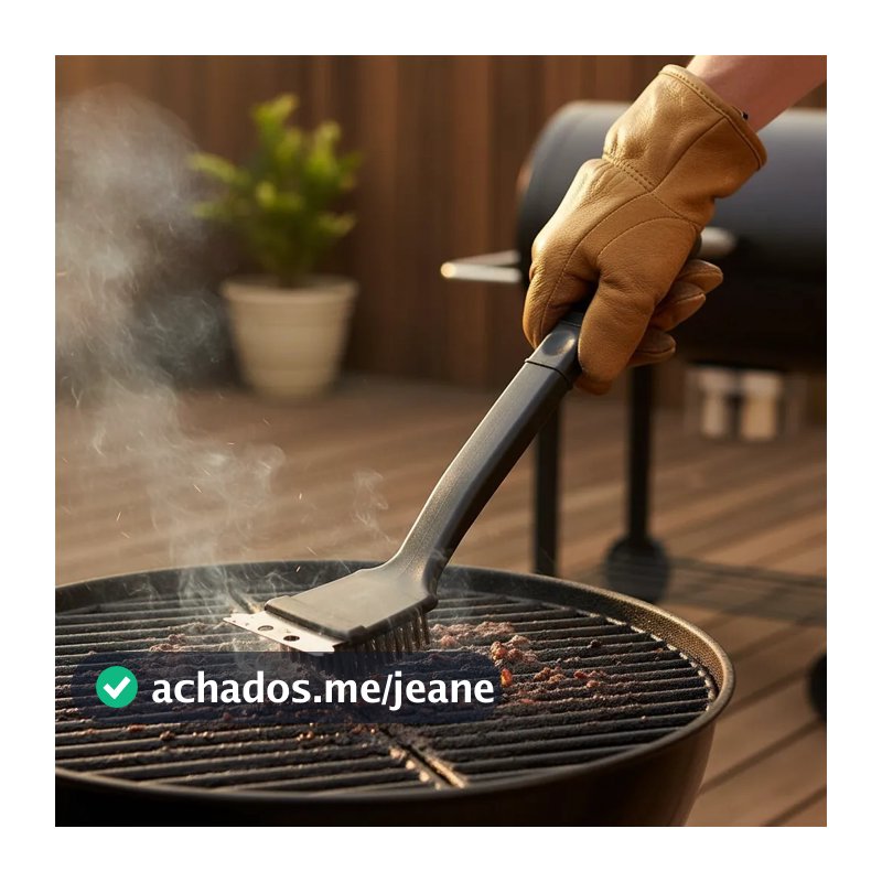 Escova para Churrasqueira com Raspador em Aço Limpa Grelha de Churrasco Cerdas Resistentes