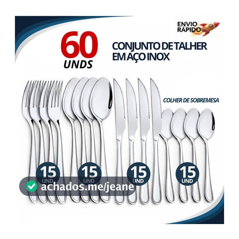 Jogo de Talheres 24 e 40 e 60 Peças Aço Inox Completo Faqueiro Jogo de Mesa Colheres Garfos Facas Alta Qualidade