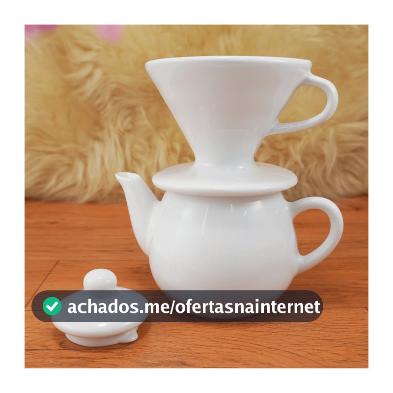 Kit Bule 500 ml com tampa e Coador Filtro de Porcelana  Café Chá  – Branco liso