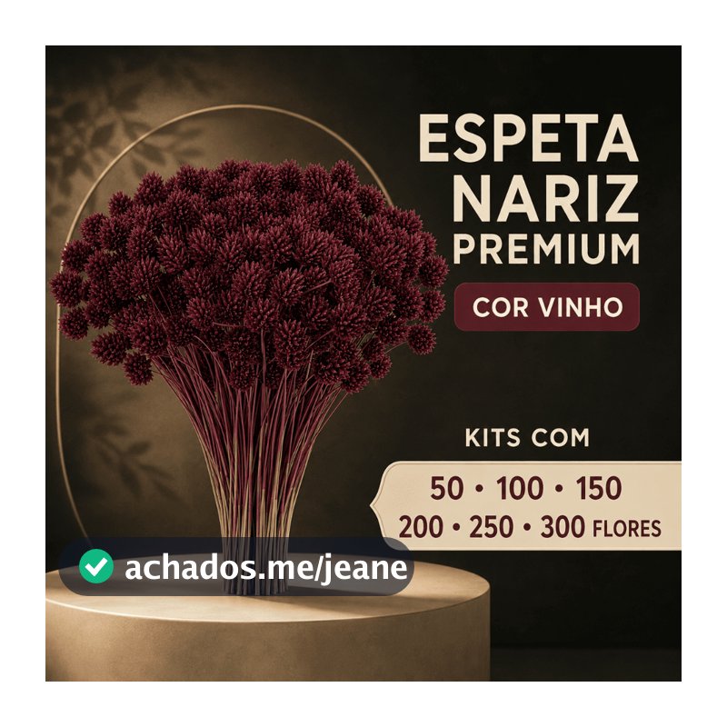 Flor Espeta Nariz Cor Vinho Premium Seca Desidratada Sempre Viva, Buquê 300 a 900 Flores Decoração, Vasos, Presentes