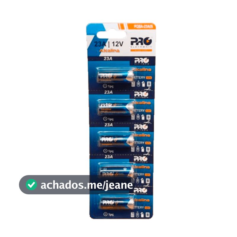 Kit 5 Pilhas 23a 12v A23 Alcalina Cartela Para Controle Portão Alarme Automotivo