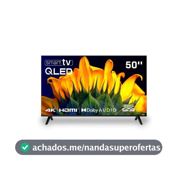 Smart TV HQ QLED 50 Polegadas HQ-QLED50SM 4K Wi-Fi Bluetooth, Dolby Audio, Apps, Netflix, YouTube e Prime Video, 3 HDMI