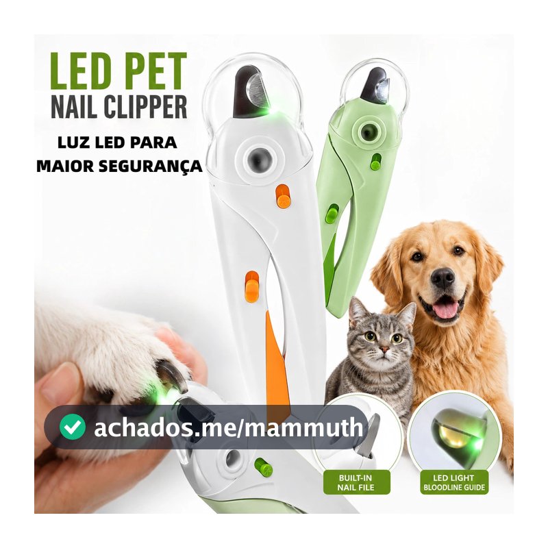 Cortador de Unha Pet com Luz LED para Cachorro e Gato Alicate Profissional