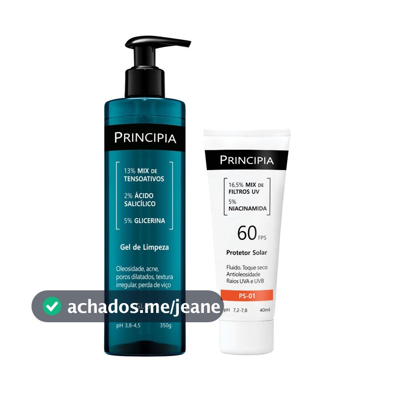 Principia Kit Todo Dia c/ Gel de Limpeza GL-01 + Protetor Solar Facial PS-01 FPS 60