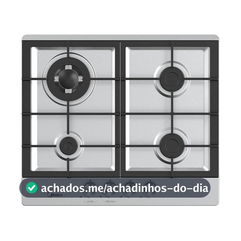 Cooktop 4 Bocas a Gás Inox com Grade de Ferro Fundido Midea