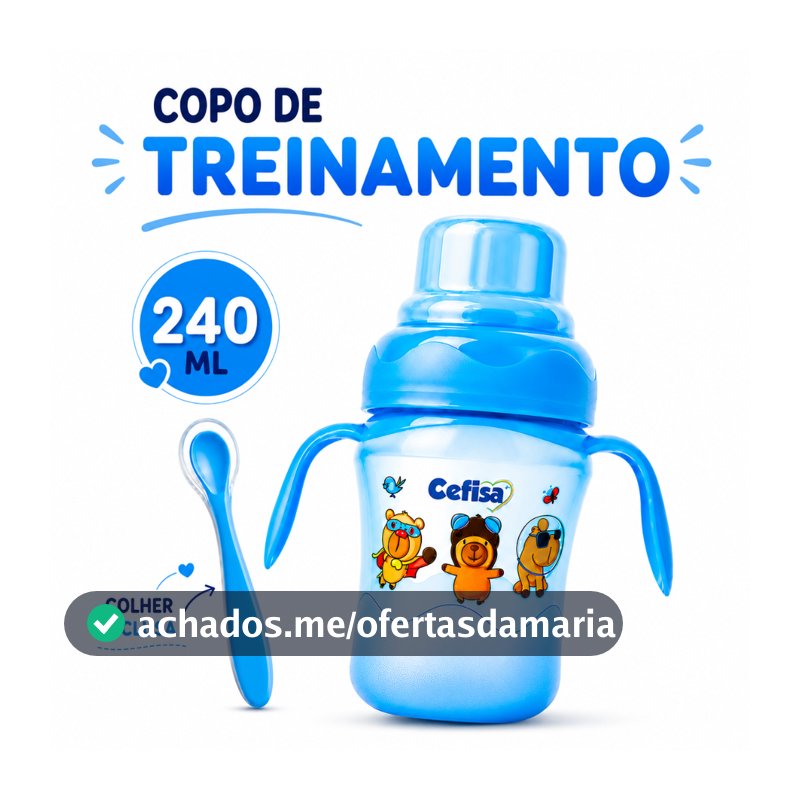 Copo Treinamento 240ml Antivazamento + Colher Silicone