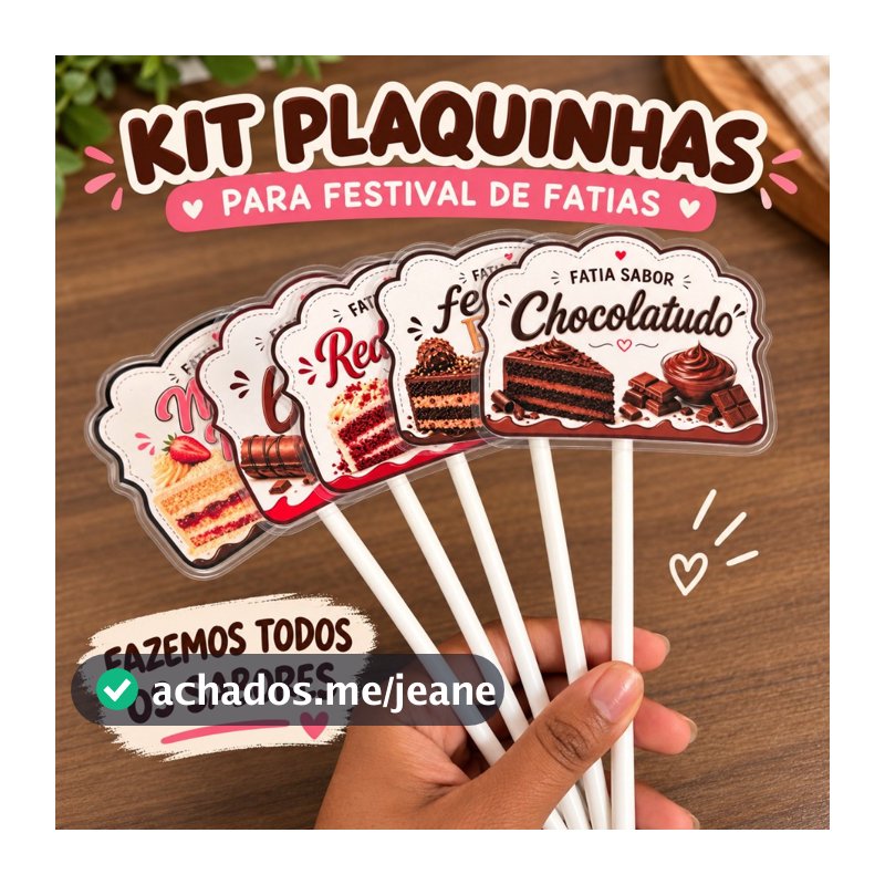 ENVIO RÁPIDO - Plaquinhas para Festival de Fatias | Kit Sabores para Confeitaria | Identificação de Bolos