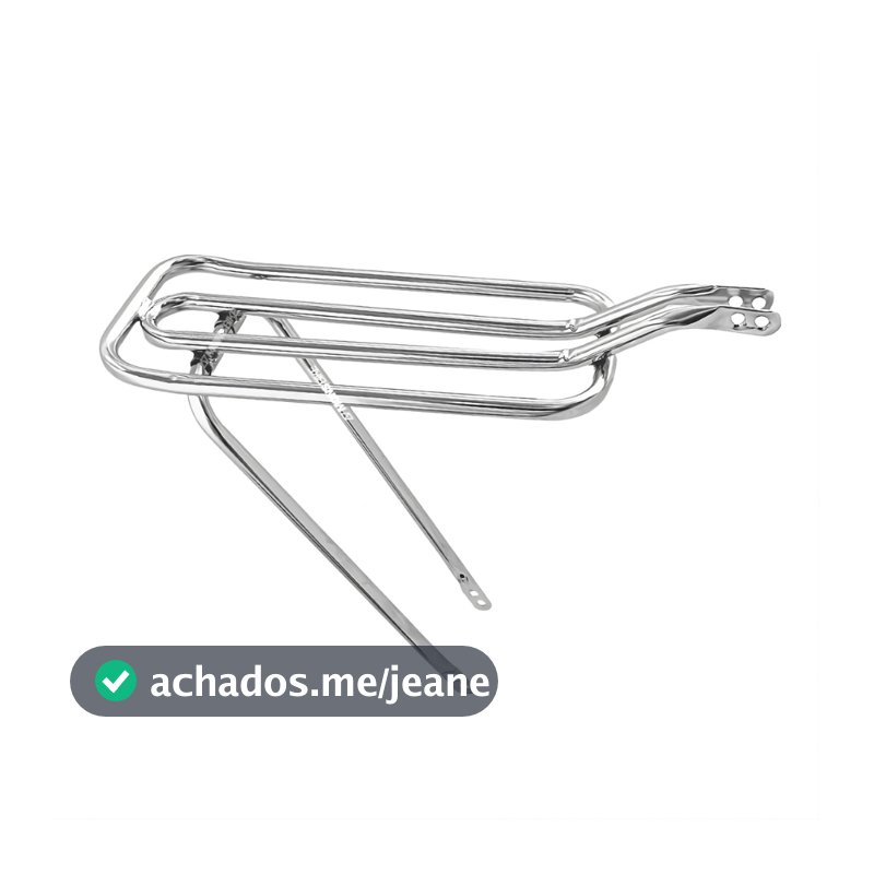 Bagageiro Bike Garupa Bicicleta Aro 20 24 26 Tubular Reto Cromado Preto Estilo BH Montadinha