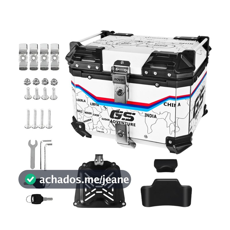 Baú Traseiro Moto 45L Alumínio Adventure GS IP68 Dupla Trava Universal Antifurto Premium