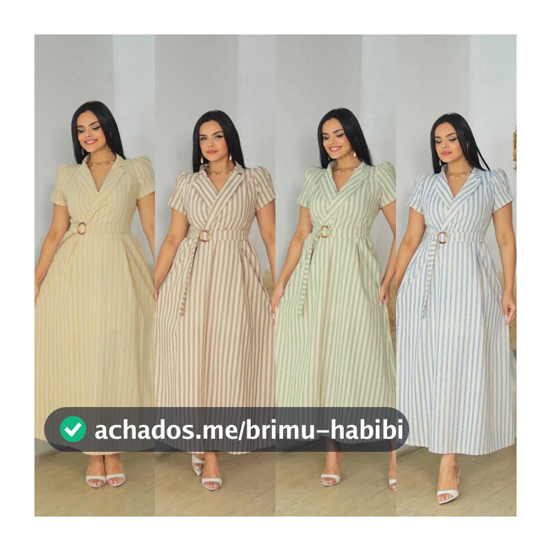 VESTIDO  LONGO LINHO LISTRADO MODA EVANGÉLICA ELEGANTE  E CONFORTÁVEL