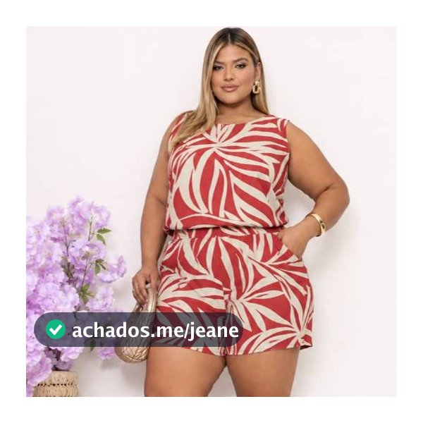 conjunto feminino plus size blusa regata e short forrado e com bolso dunas verão
