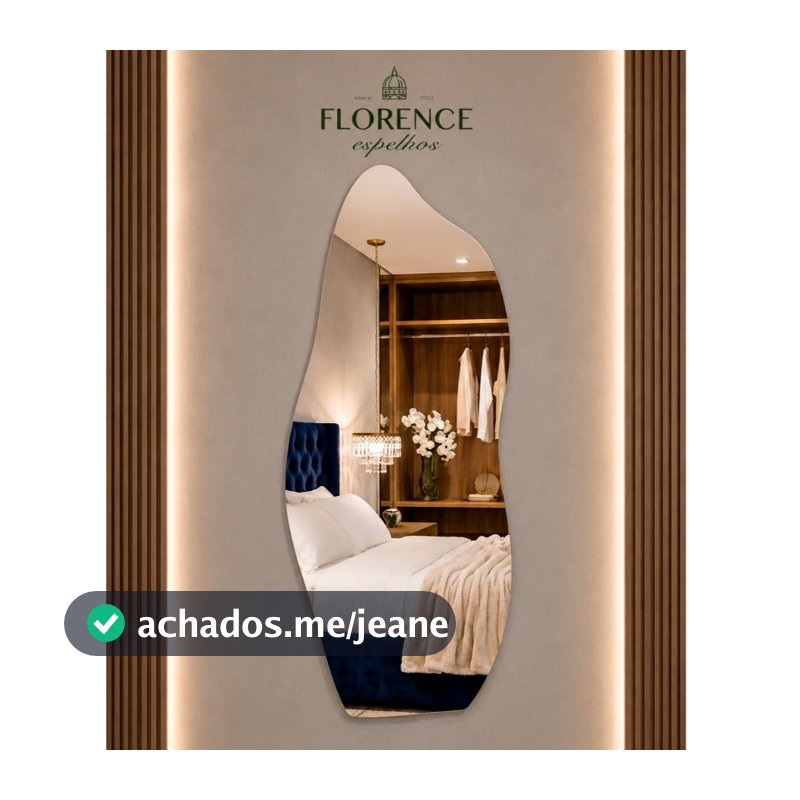 Espelho Orgânico Grande 120x50 Lapidado Com Suporte Invisível Florence