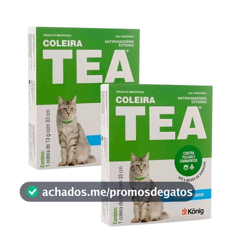 02 Coleira Antipulgas E Carrapatos Tea 327 Gatos 13g C/ 33cm
