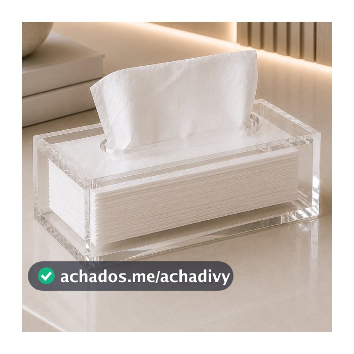 Porta Lenço Papel Interfolha Acrílico Transparente Decorativo Moderno Organizador Clean Premium