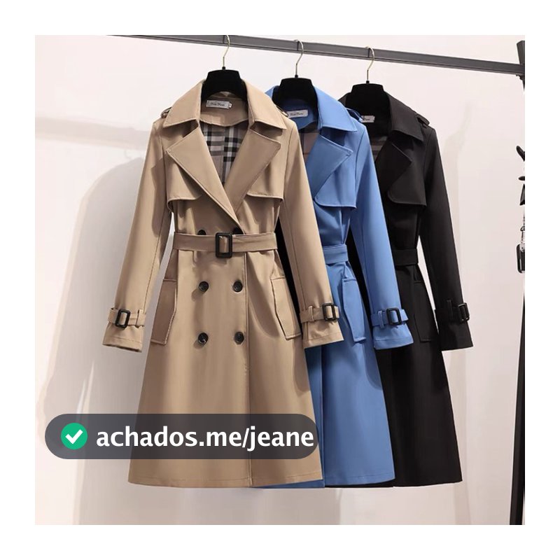 Moda Coreana Vintage Casaco Solto Mola De Outono Pólo De Manga Longa Duplo Peito Alto Midi Windbreaker