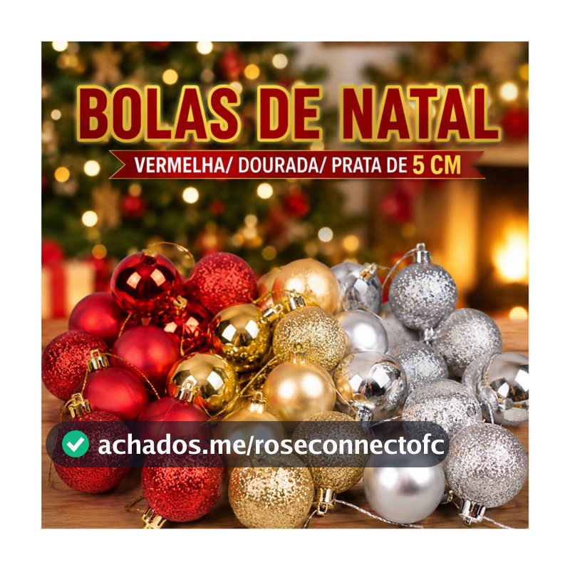 Kit 8/16/24/32 Bolas de Natal 5cm Vermelha, Dourada e Prata – Enfeites para Árvore, Decoração Natalina Premium