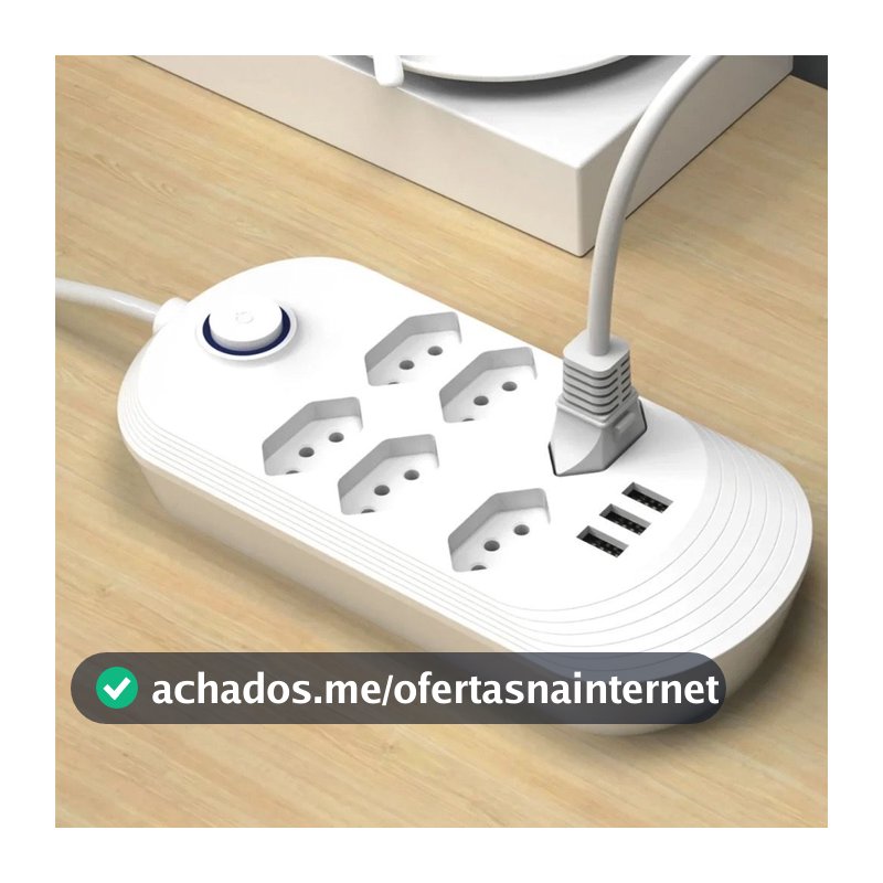 Régua Extensão 6 Tomadas E 3 Entradas USB Bivolt 110v/220v