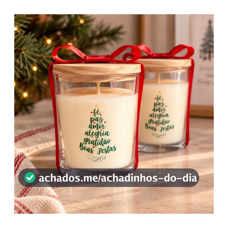Lembrancinha de Natal vela aromática no saquinho de organza