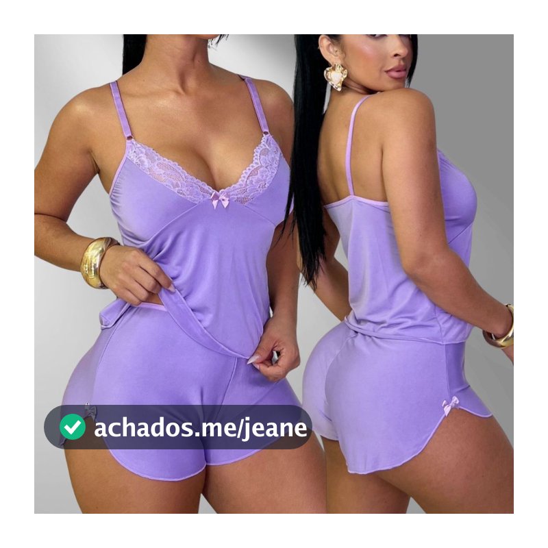 Pijama Baby Doll Malha Fria Tecido Fresquinho Roupa De Dormir Lingerie Confortável  Molinho  Sensual Renda