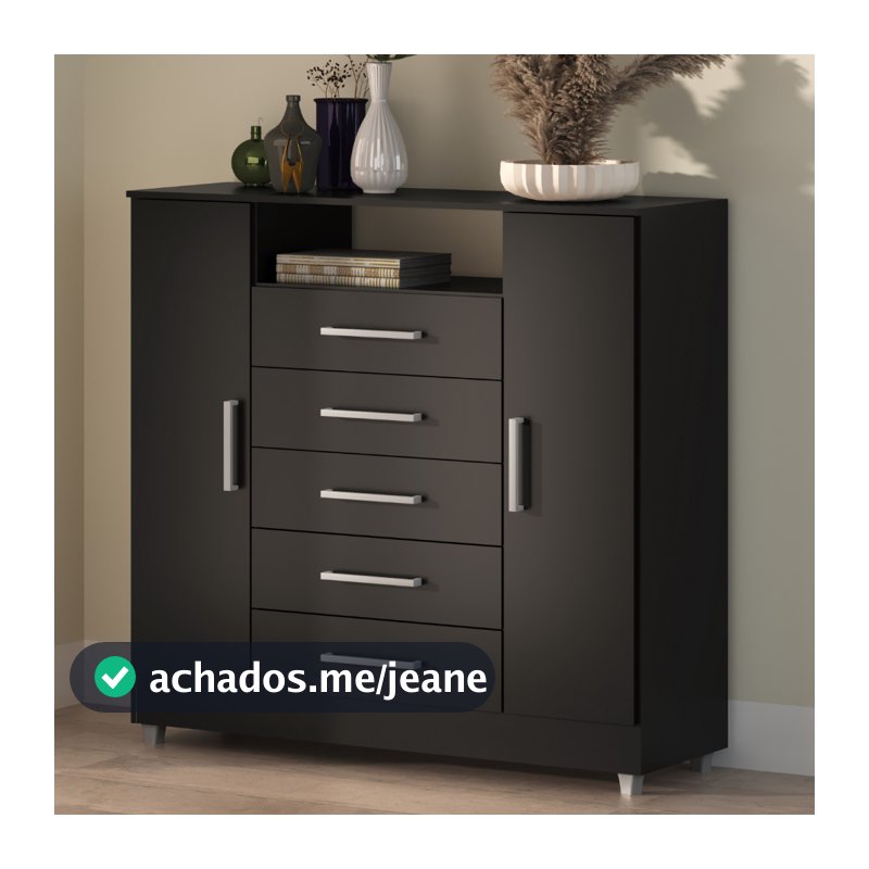 Comoda Tonielque Isabele com Nicho 5 Gavetas 2 Portas com Pés