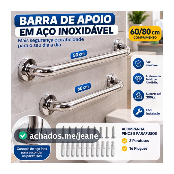 barra apoio 40 60 80cm antiqueda inox banheiro escada corrimão acessibilidade suporte idoso alça pcd