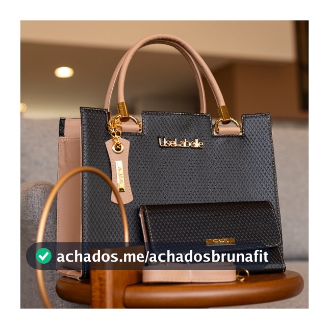 Bolsa Feminina Alça de Mão e Transversal Grande Resistente Elegante Detalhes em Metal Promoção