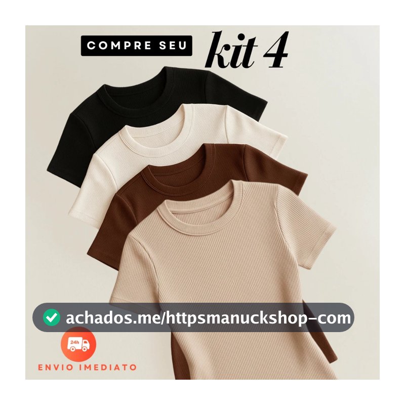 Kit 4 Blusas Feminina Ribana Canelado Básica Casual Estilosa Tendência Verão