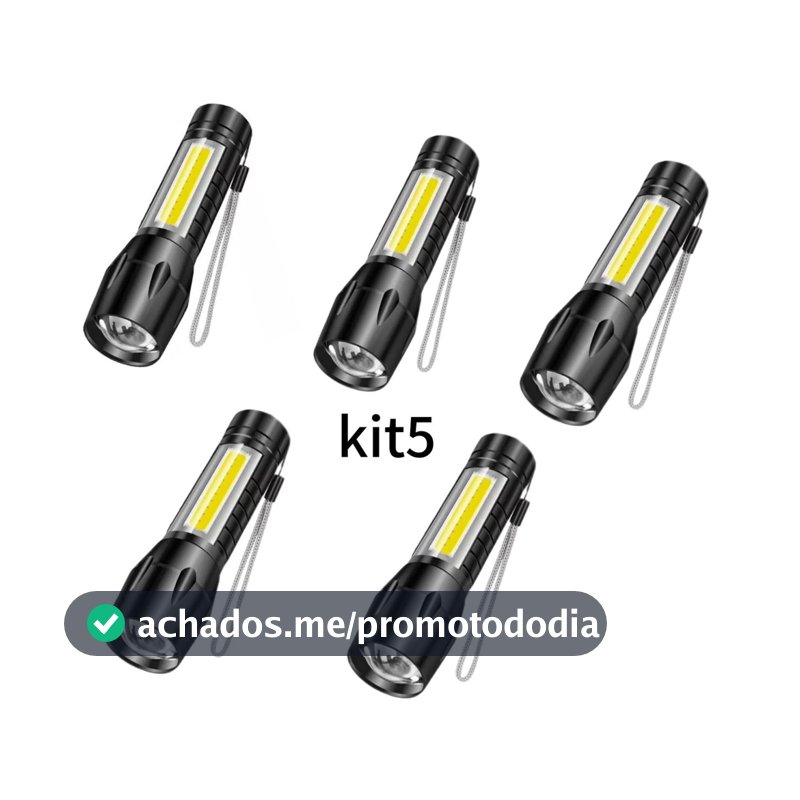 Kit 5 uni.Mini Lanterna Led Potente Recarregável Usb Com Estojo