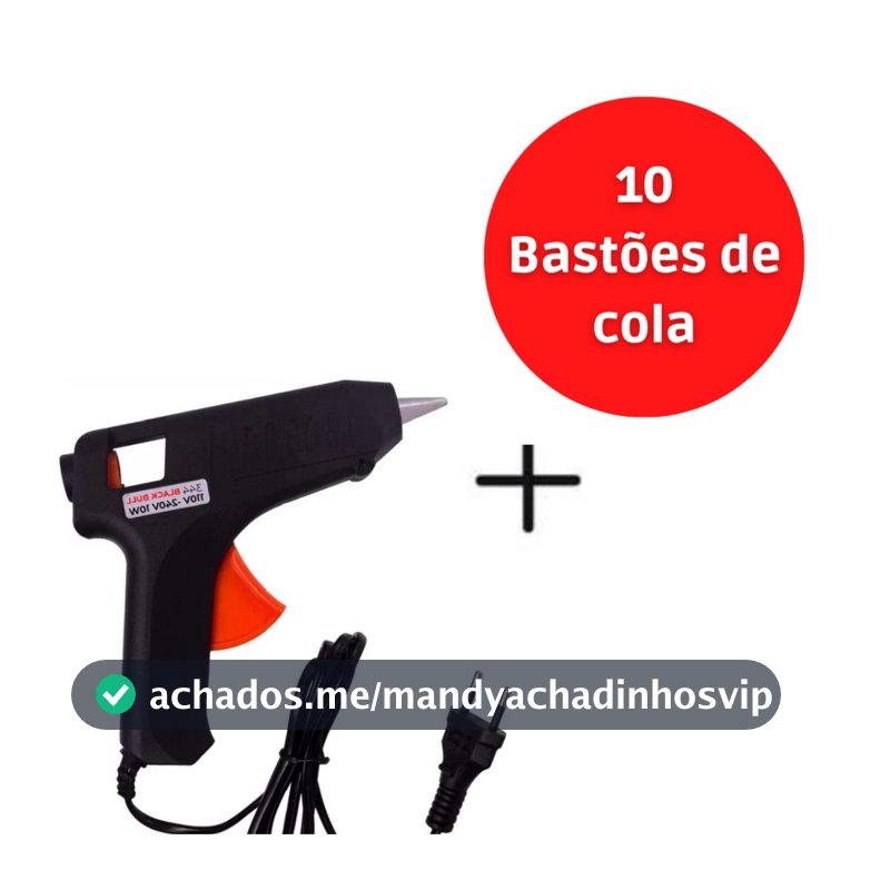 Pistola De Cola Quente 10w Bivolt Profissional + 10 Bastões De Cola Revolver (110v e 220v)