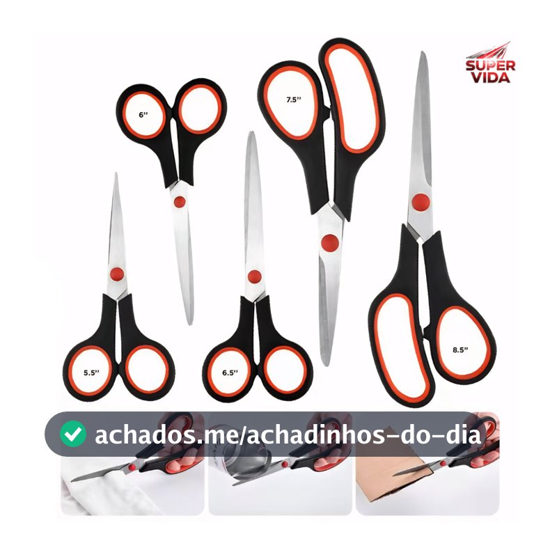 Kit de Tesouras 5 Peças Luatek LWJ-109 5.5 a 8.5" para Casa, Escritório e Costura