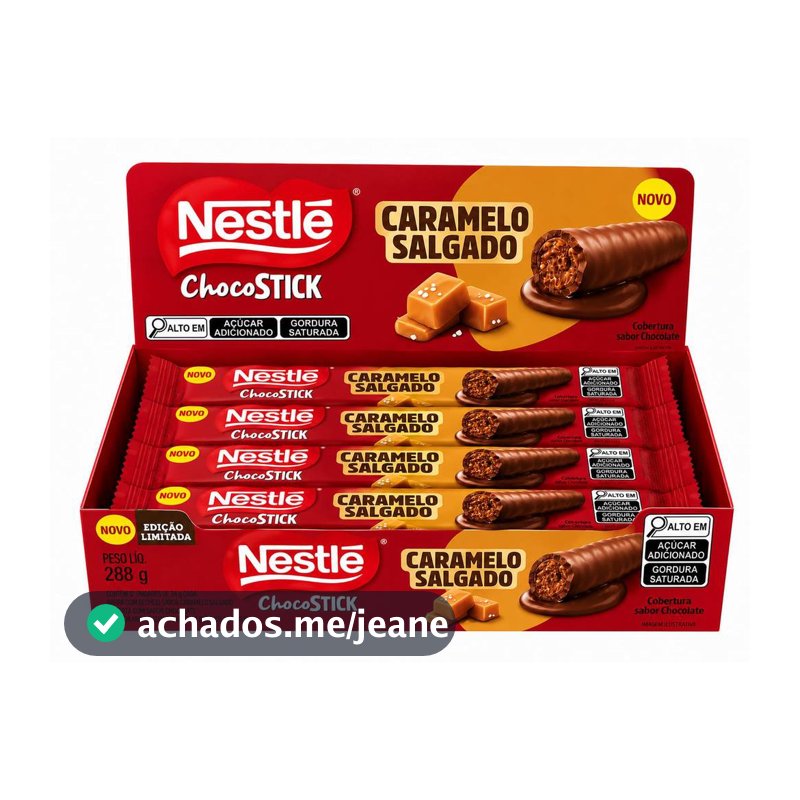 Chocolate Choco Stick Caramelo Salgado Nestlé Com 12 Unidades De 24g
